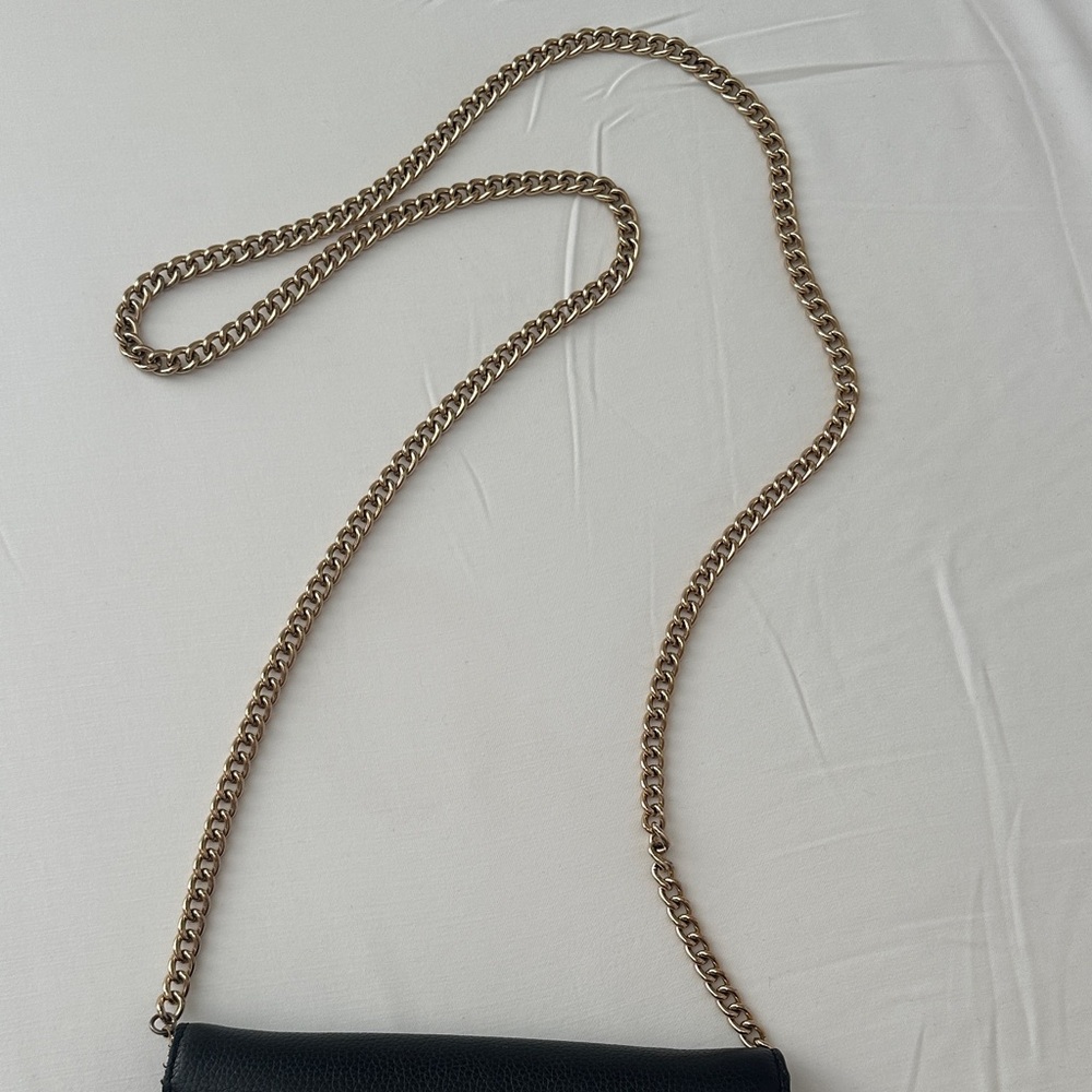 Coach Black Leather Crossbody with Gold Chain - Picture 3 of 6
